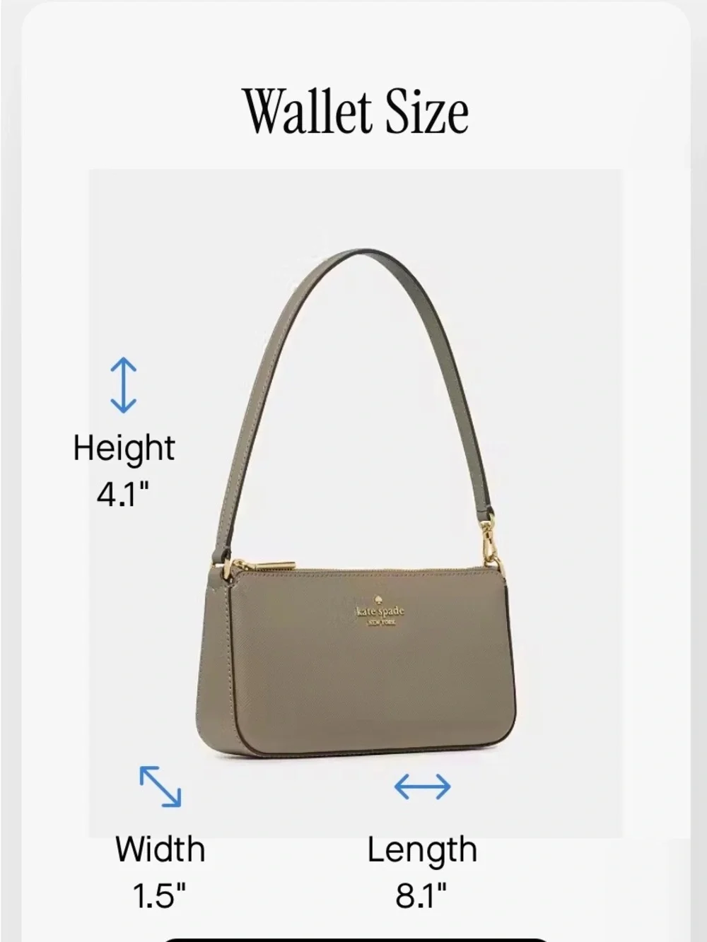 kate spade Gemini Mini Bag in taupe with black strap and gold hardware